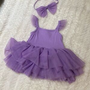 btween Lavender Tutu Dress with Bow Headband
